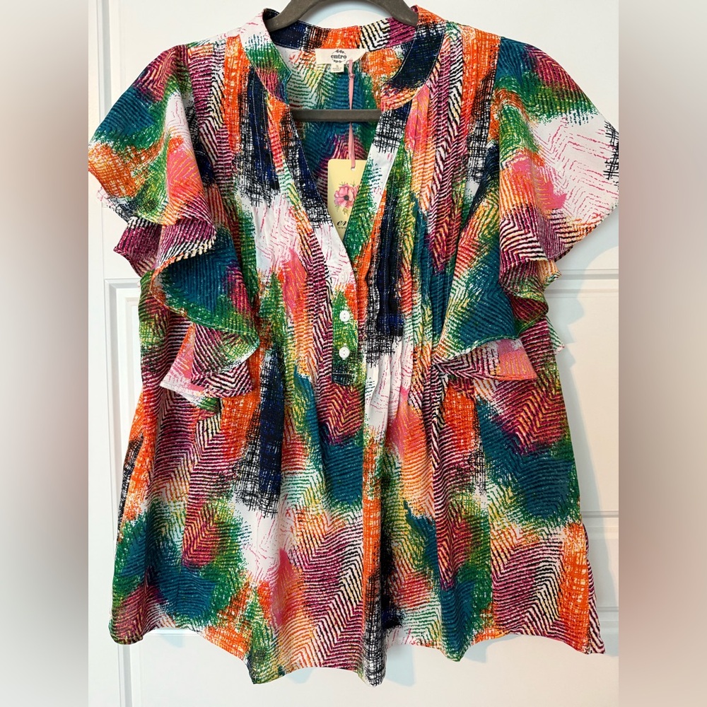 Entro// Multicolor Abstract Top